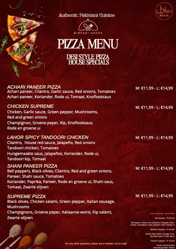 Pizza Specials Menu